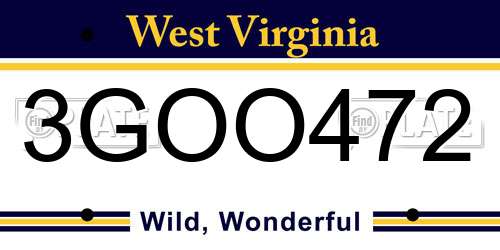 3GOO472 West Virginia License Plate
