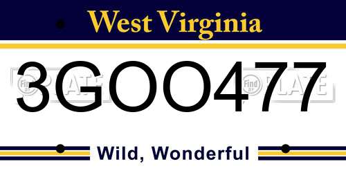 3GOO477 West Virginia License Plate