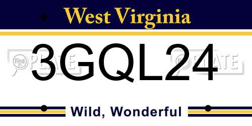 3GQL24 West Virginia License Plate
