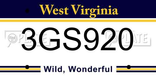 3GS920 West Virginia License Plate