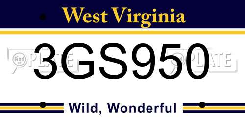 3GS950 West Virginia License Plate