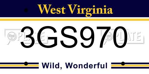 3GS970 West Virginia License Plate