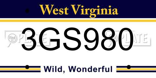 3GS980 West Virginia License Plate