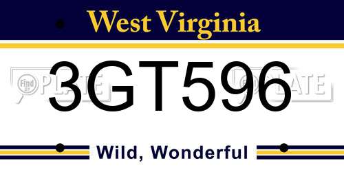 3GT596 West Virginia License Plate