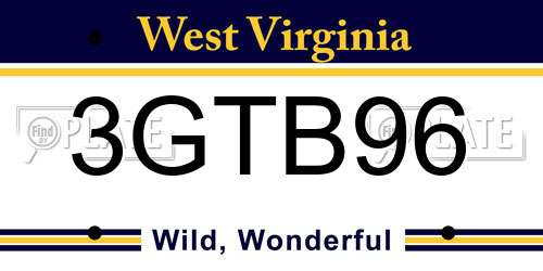 3GTB96 West Virginia License Plate