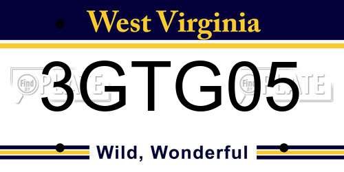 3GTG05 West Virginia License Plate