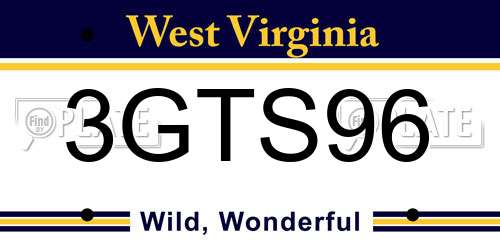 3GTS96 West Virginia License Plate