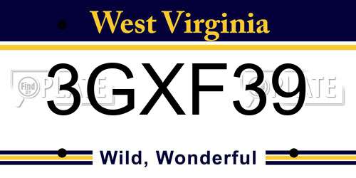 3GXF39 West Virginia License Plate