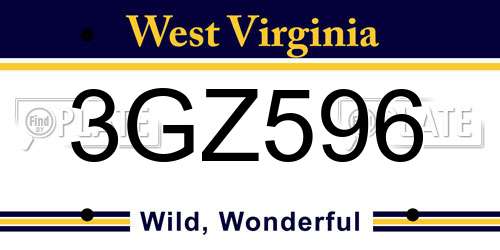 3GZ596 West Virginia License Plate