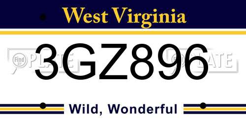 3GZ896 West Virginia License Plate