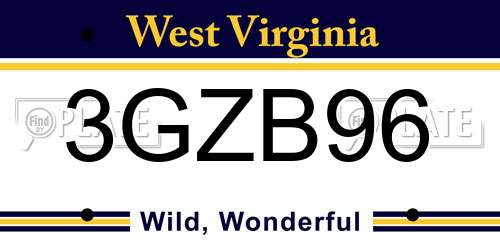 3GZB96 West Virginia License Plate