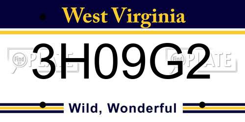 3H09G2 West Virginia License Plate