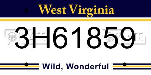 3H61859 West Virginia License Plate