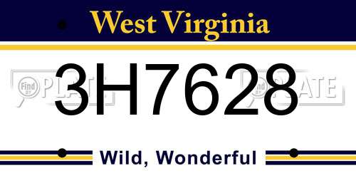 3H7628 West Virginia License Plate