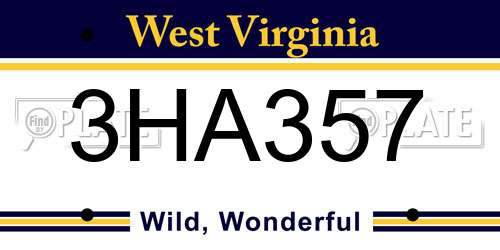 3HA357 West Virginia License Plate