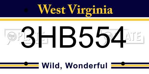 3HB554 West Virginia License Plate