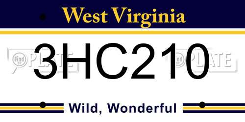 3HC210 West Virginia License Plate