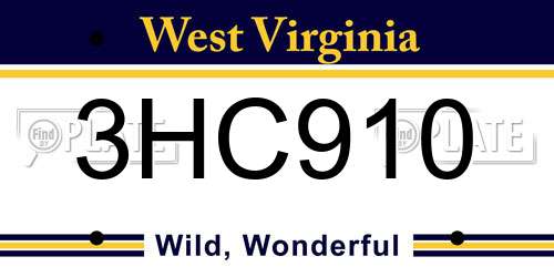 3HC910 West Virginia License Plate