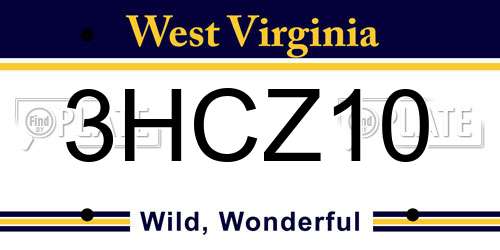 3HCZ10 West Virginia License Plate