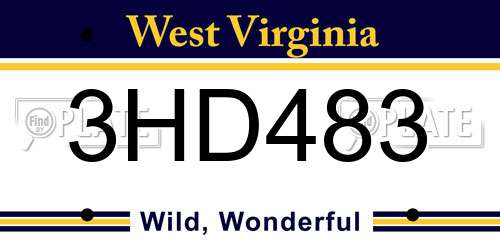 3HD483 West Virginia License Plate