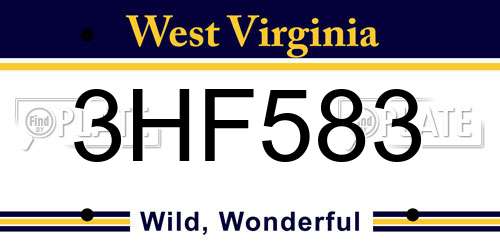 3HF583 West Virginia License Plate