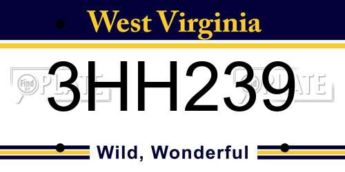 3HH239 West Virginia License Plate