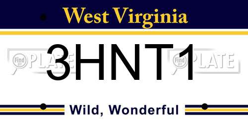 3HNT1 West Virginia License Plate