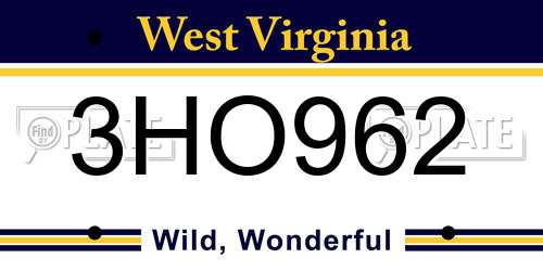 3HO962 West Virginia License Plate