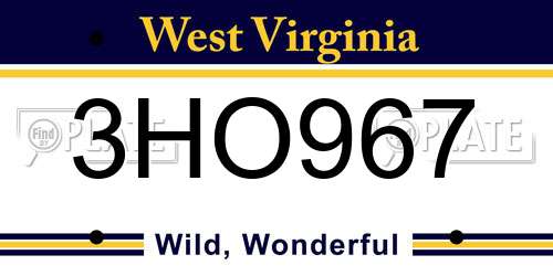 3HO967 West Virginia License Plate