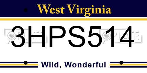 3HPS514 West Virginia License Plate