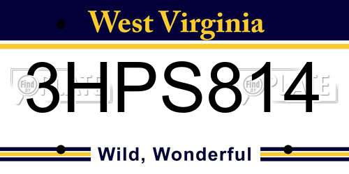 3HPS814 West Virginia License Plate
