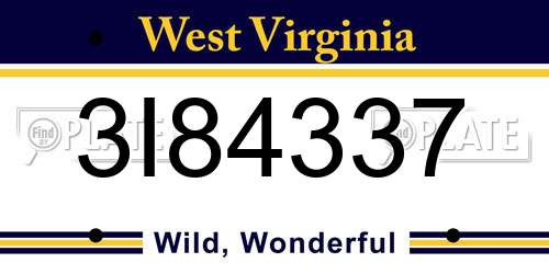 3I84337 West Virginia License Plate