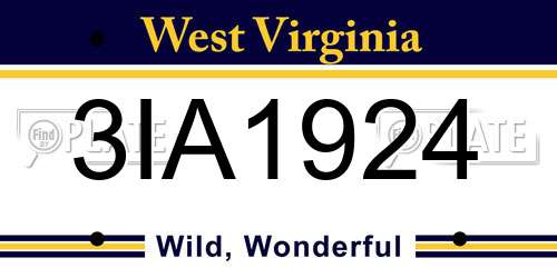 3IA1924 West Virginia License Plate
