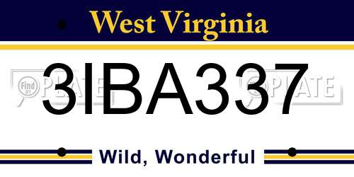 3IBA337 West Virginia License Plate