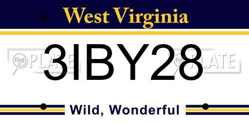 3IBY28 West Virginia License Plate