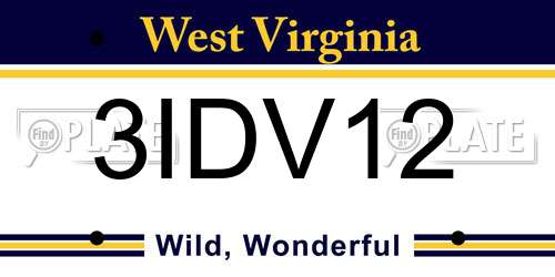 3IDV12 West Virginia License Plate