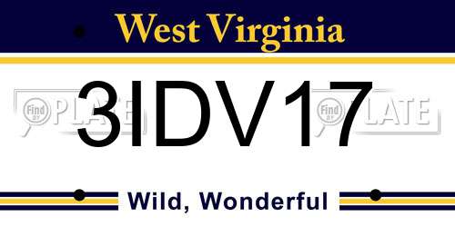 3IDV17 West Virginia License Plate
