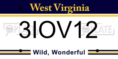 3IOV12 West Virginia License Plate