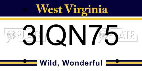 3IQN75 West Virginia License Plate