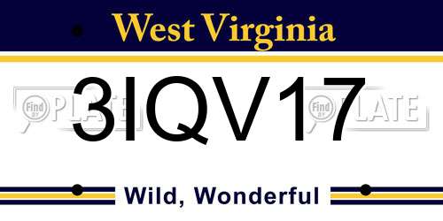 3IQV17 West Virginia License Plate