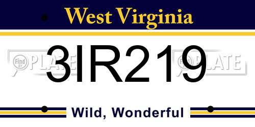 3IR219 West Virginia License Plate