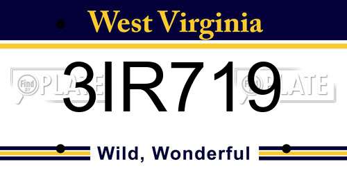 3IR719 West Virginia License Plate