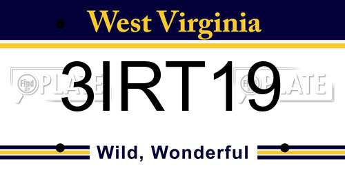 3IRT19 West Virginia License Plate