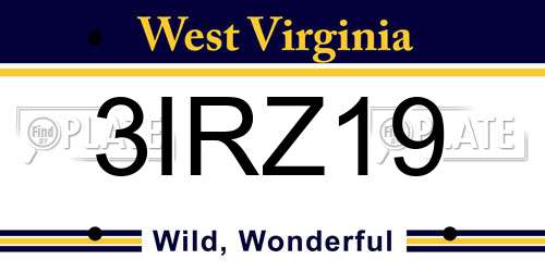 3IRZ19 West Virginia License Plate