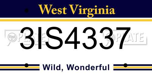 3IS4337 West Virginia License Plate
