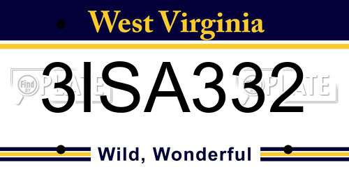 3ISA332 West Virginia License Plate
