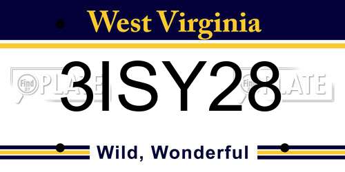 3ISY28 West Virginia License Plate