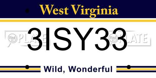 3ISY33 West Virginia License Plate