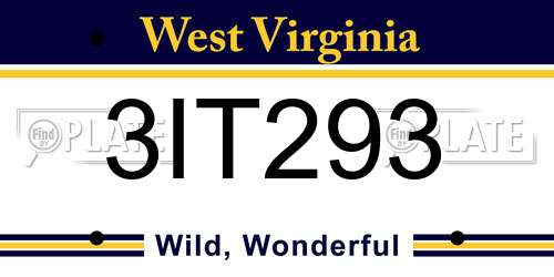 3IT293 West Virginia License Plate