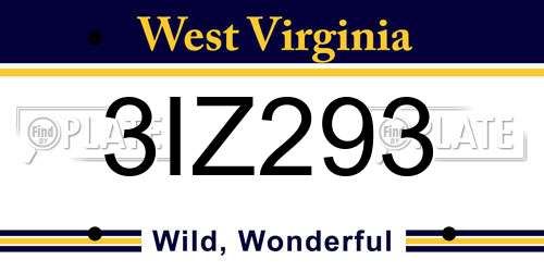 3IZ293 West Virginia License Plate